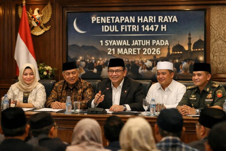 pemerintah mengumumkan hari raya idul fitri 1447 h jatuh pada 1 syawal, yakni 21 maret 2026. pembahasan sidang isbat dan implikasinya bagi masyarakat dijelaskan secara lengkap.