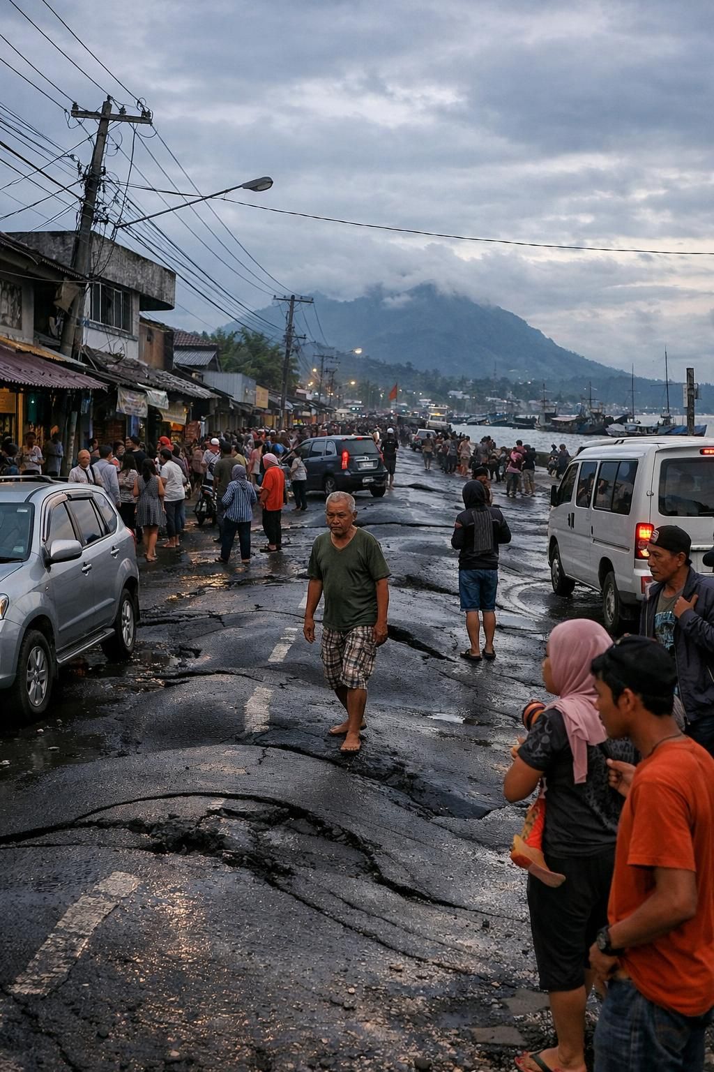 gempa dahsyat berkekuatan magnitudo 7,6 mengguncang sulawesi utara dan maluku utara, menyebabkan jalanan aspal bergetar. simak laporan lengkap dari bbc.