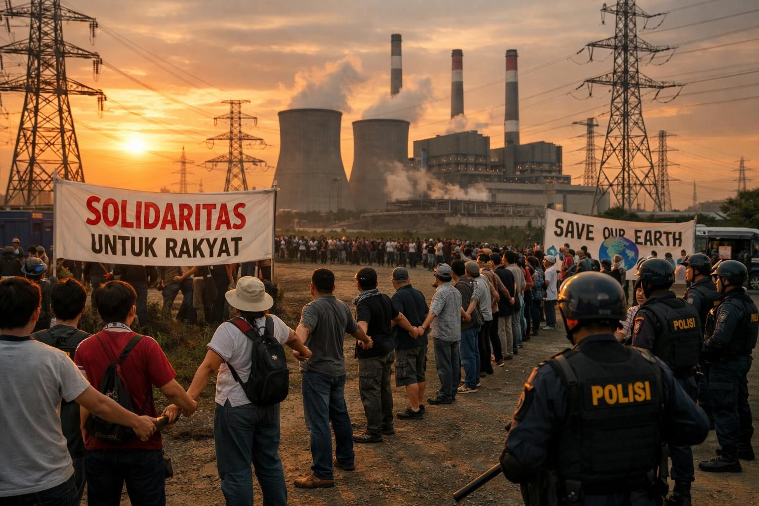 trump mengancam pembangkit listrik dengan bom, iran mengajak warga membentuk rantai manusia untuk melindungi infrastruktur penting dari ancaman tersebut.