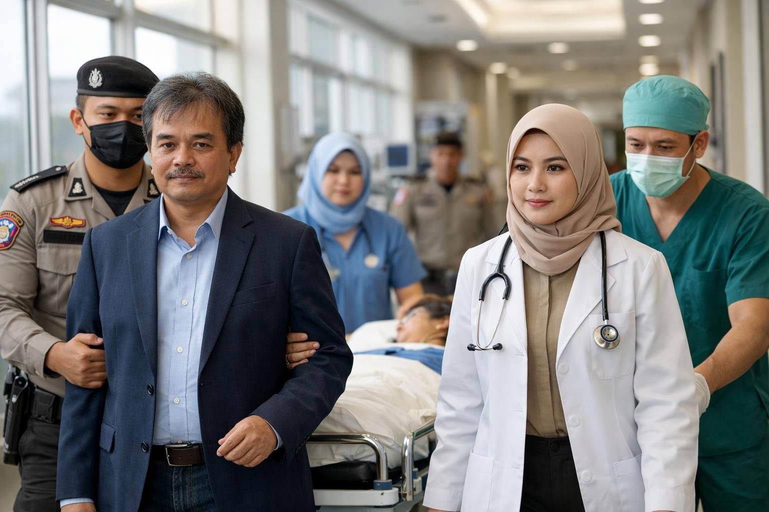 roy suryo dan dr. tifa dibawa ke rs polri untuk menjalani pemeriksaan kesehatan sebagai bagian dari proses penyelidikan.