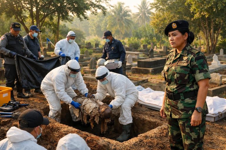 ekshumasi jenazah sutrimo dilakukan pagi ini dengan pengawasan ketat dari brigjen hastry, dilaporkan oleh detiknews.