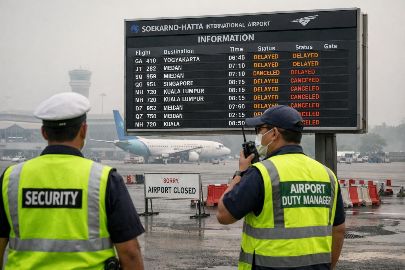 penutupan bandara soetta hingga pukul 13.30 wib akibat erupsi gunung anak krakatau, menyebabkan gangguan penerbangan dan aktivitas bandara sementara.